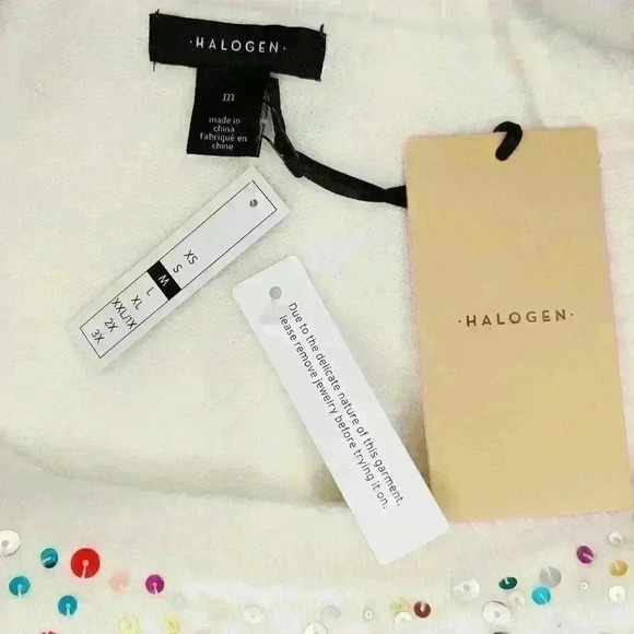 𝅺HALOGEN Multicolor Sequin Crew Neck Sweater M - Picture 3 of 8